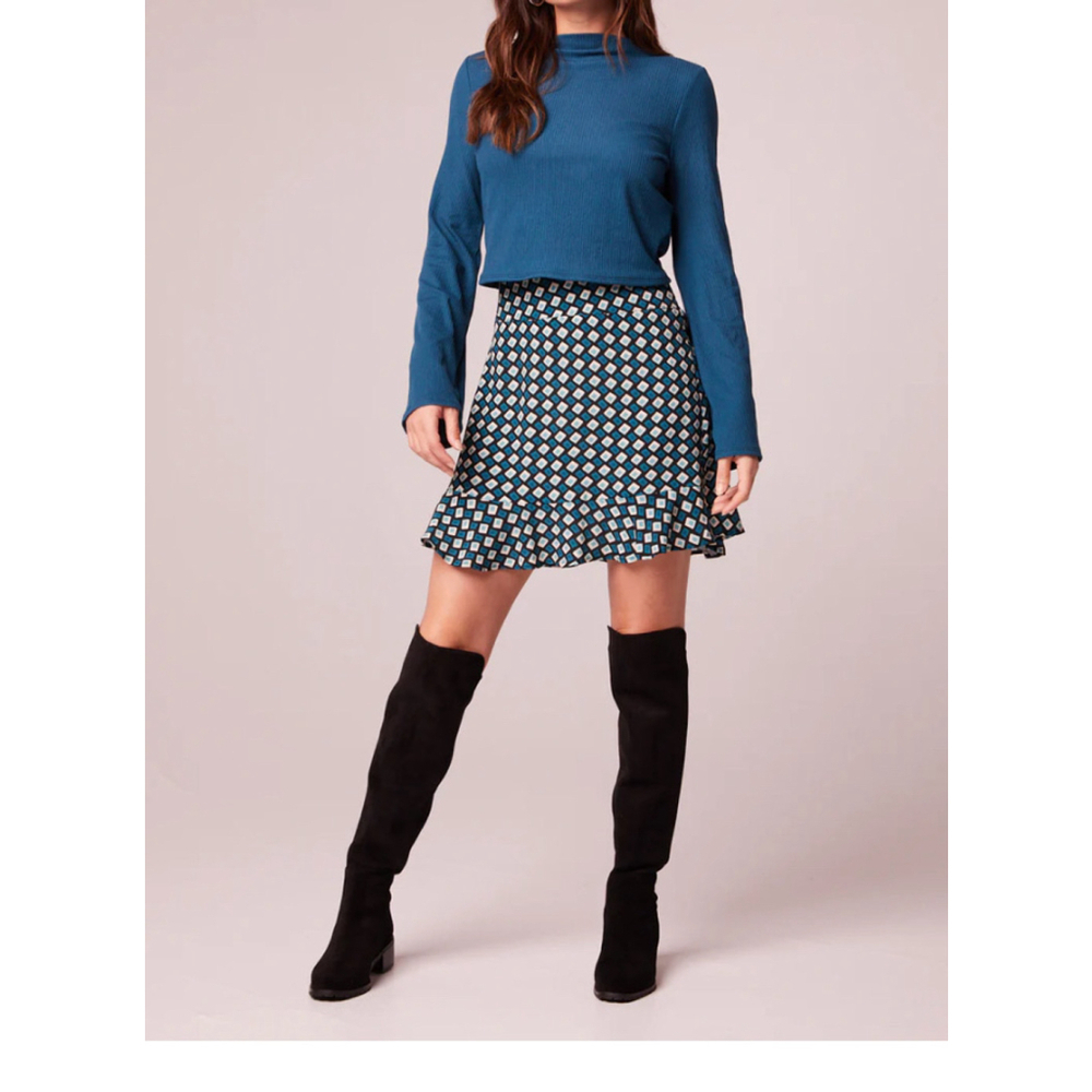 Band of the Free COLETTE TEAL DIAMOND MINI SKIRT Summer women’s size L NWT